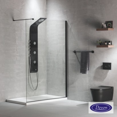 IWIS WALK-IN 97-99 εκ. DEVON CLEAN-GLASS BLACK MATT