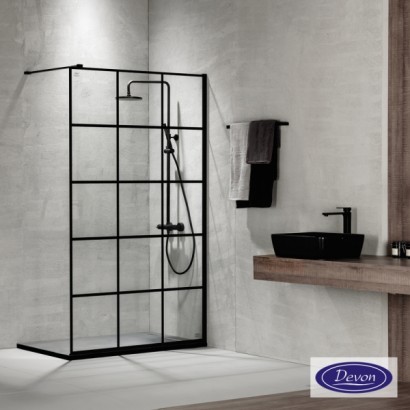 IWIS PANEL 97-99 εκ. DEVON CLEAR-GLASS 8mm DECOR BLACK MATT