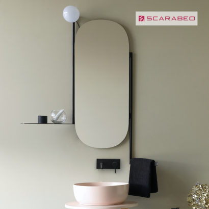 ΚΑΘΡΕΦ.40x90 L45 H90 cm ΜΕ ΠΕΤ/ΣΤΡΑ, ΕΤΑΖ+ΛΑΜΠΑ SCARABEO BLACK MATT