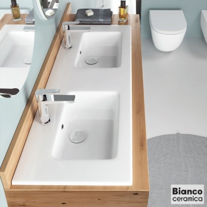 ΝΙΠΤΗΡΑΣ ΔΙΠΛΟΣ FLAT 121,6x46 (2 οπές) BIANCO CERAMICA WHITE